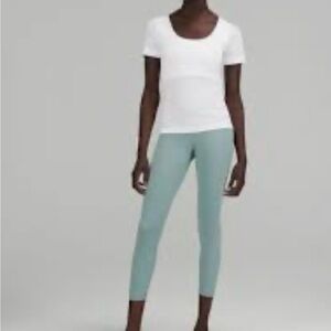 Lululemon ebb to street short sleeve white ribbed top 
Size 8